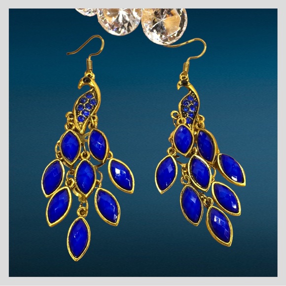 Blue Peacock Earrings - Picture 2 of 7